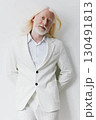 Business attire portrait, stylish man, white suit, light background, confident pose, professional appearance, fashion concept, modern look, elegance, artistic expression 130491813