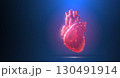 Heart. Abstract 3d vector human heart isolated on blue. 130491914