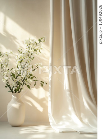Flowers by elegant drapes 130492026