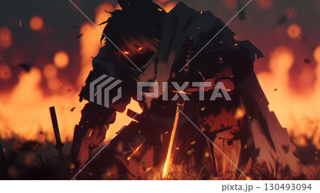 戦闘中の侍 130493094