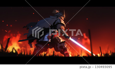 戦闘中の侍 130493095