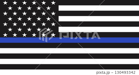 American flag with a blue line, supporting law enforcement. 130493342