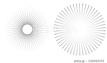 Abstract radial dot patterns for graphic design. Halftone dotted circulatory distribution. 130493355
