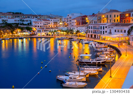 Calasfonts Cales Fonts Port sunset in Mahon at Balearics 130493438