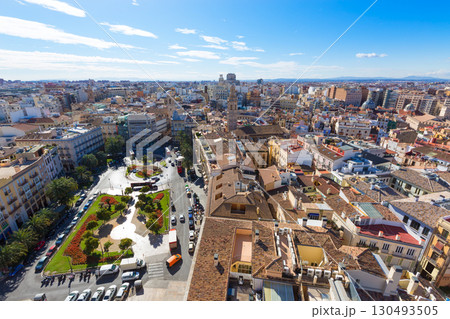 Valencia aerial skyline with Plaza de la Reina Spain Valencia aerial skyline with Plaza de la Reina Spain 130493505