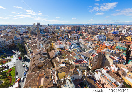 Valencia aerial skyline with Plaza de la Reina Spain Valencia aerial skyline with Plaza de la Reina Spain 130493506