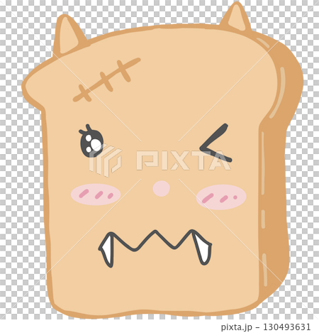 Ghost shaped bread isolated background drawing illustration  130493631