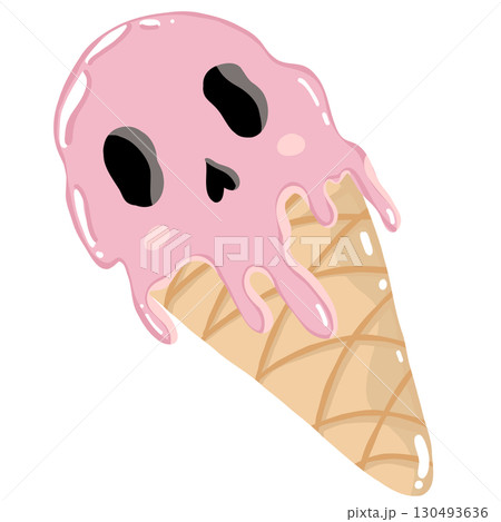 ice cream ghost cute pastel pink hand drawn clipart illustrations 130493636