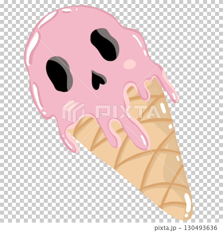 ice cream ghost cute pastel pink hand drawn clipart illustrations 130493636
