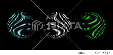 Abstract halftone globe spheres with dotted lines. 3d halftone dot effect sphere. 130493637