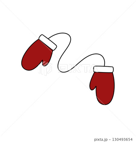 Two red mittens are connected by a string Two red mittens are connected by a string 130493654