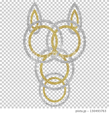 Illustration material Mizuhiki horse gold silver 130493763