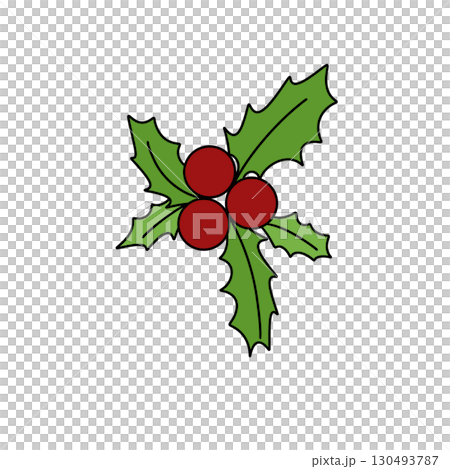 A red and green Christmas tree with three red berries 130493787