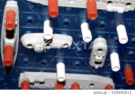 Close up of strategic battleships board game with ships and pegs 130493811