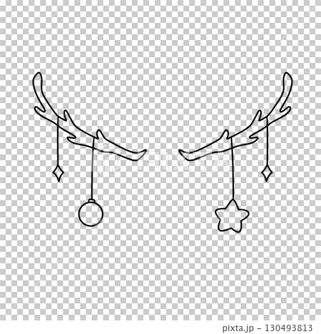 Two antlers with a star and a ball hanging from them Two antlers with a star and a ball hanging from them 130493813