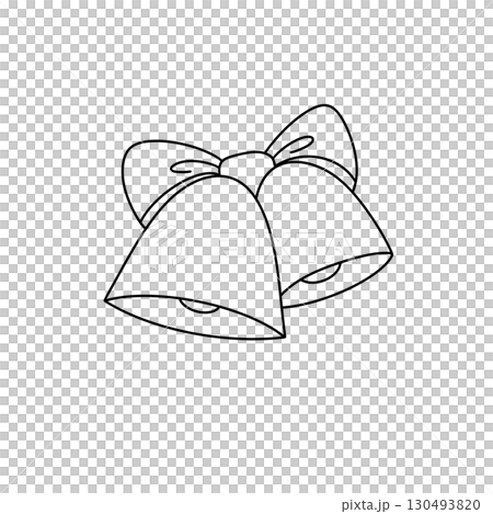 A pair of bells are drawn in black and white 130493820