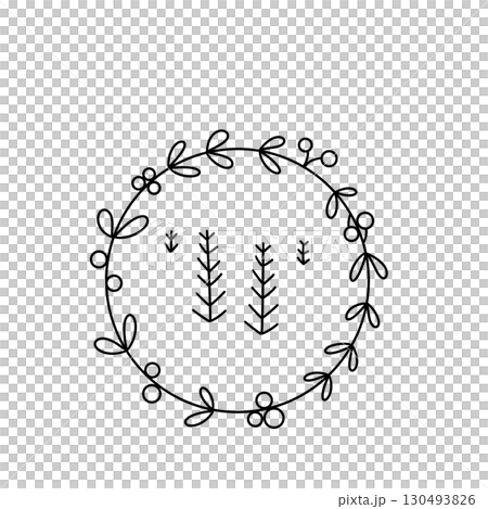 A wreath with a tree and berries in it A wreath with a tree and berries in it 130493826