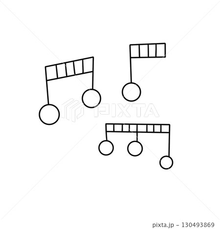 Three musical notes are drawn in black on a...のイラスト素材 [130493869] - PIXTA
