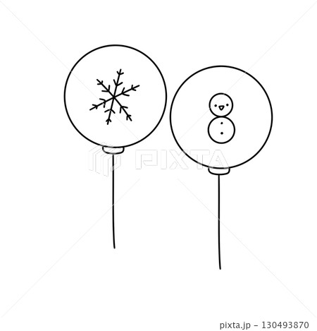 Two balloons with snowflakes on them and a number 8 on one of them Two balloons with snowflakes on them and a number 8 on one of them 130493870