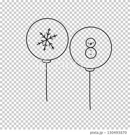 Two balloons with snowflakes on them and a number 8 on one of them Two balloons with snowflakes on them and a number 8 on one of them 130493870