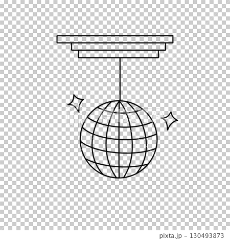A black and white drawing of a disco ball with a globe on top A black and white drawing of a disco ball with a globe on top 130493873