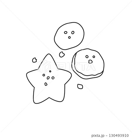 Three cookies with a star and a rock on top 130493910