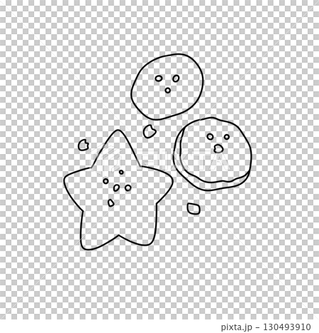 Three cookies with a star and a rock on top 130493910