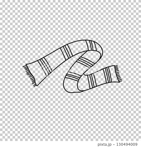 A scarf is drawn in black and white A scarf is drawn in black and white 130494009