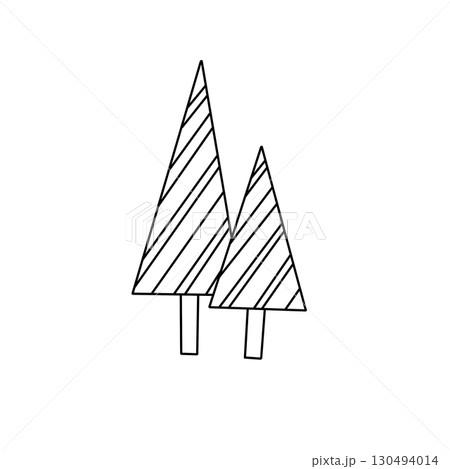 Two trees with striped trunks 130494014