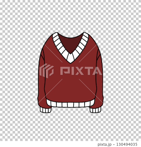 A red sweater with white stripes A red sweater with white stripes 130494035