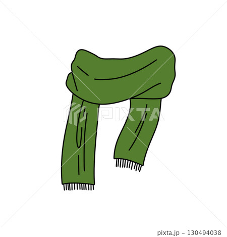 A green scarf is drawn on a white background 130494038