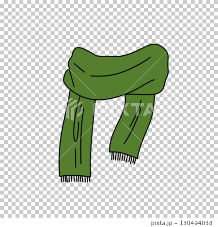 A green scarf is drawn on a white background 130494038