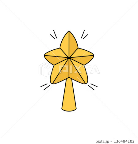 A yellow star with a gold tree on top 130494102