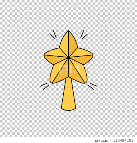 A yellow star with a gold tree on top 130494102