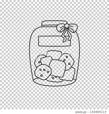 A jar of cookies with a bow on top A jar of cookies with a bow on top 130494113