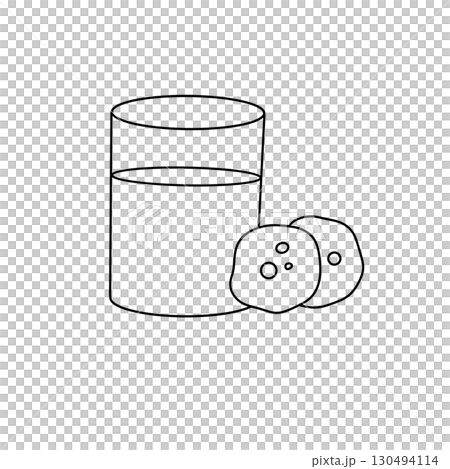 A glass of milk with two cookies on top A glass of milk with two cookies on top 130494114