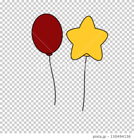 A red balloon and a yellow star are drawn next to each other A red balloon and a yellow star are drawn next to each other 130494136