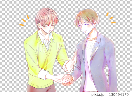 Smiling man shaking hands 130494179