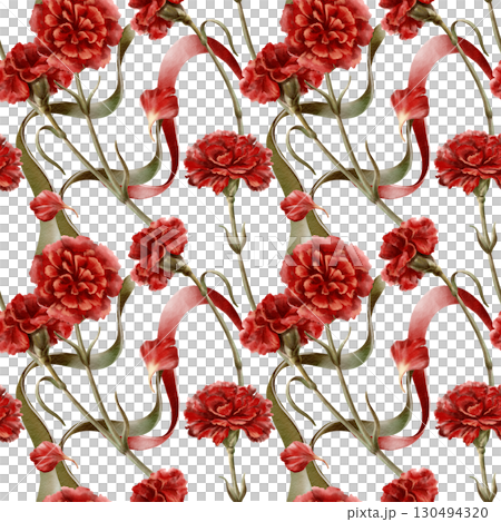 Portuguese revolution of carnations symbols red flower with ribbons colored national flag symbolizing freedom,peaceful change in the nation's life,and democracy.Watercolor hand drawn seamless pattern Portuguese revolution of carnations symbols red flower with ribbons colored national flag symbolizing freedom,peaceful change in the nation's life,and democracy.Watercolor hand drawn seamless pattern 130494320