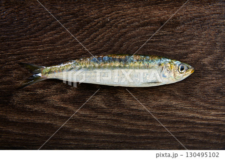 Sardines fresh fishes on wooden table Sardines fresh fishes on wooden table 130495102