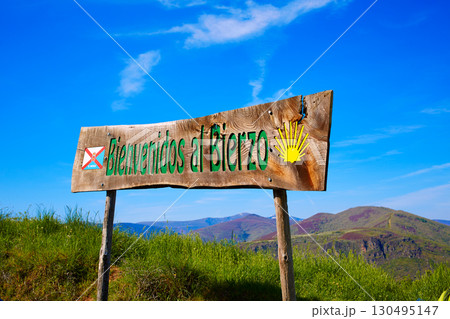 Way of Saint James welcome sign El Bierzo Leon Way of Saint James welcome sign El Bierzo Leon 130495147