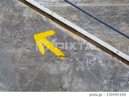 Yellow arrow sign in The Way of Saint James 130495169