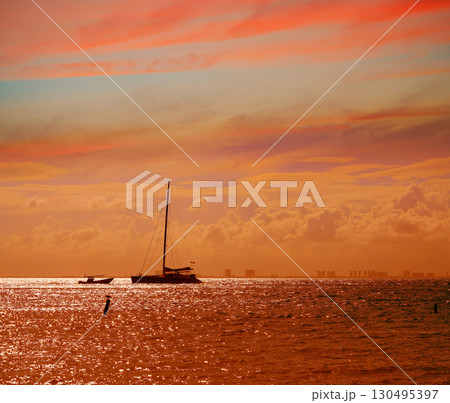 Cancun hotel zone from Isla Mujeres island 130495397