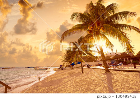 Puerto Morelos beach in Riviera Maya 130495418
