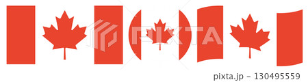 Flag of Canada. Round flag of Canada. Waving flag of Canada isolated. 130495559
