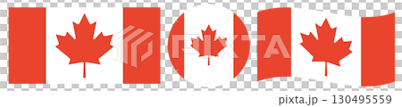 Flag of Canada. Round flag of Canada. Waving flag of Canada isolated. 130495559