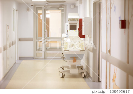 Empty corridor of the hospital ward for the treatment of newborns. Empty corridor of the hospital ward for the treatment of newborns. 130495617