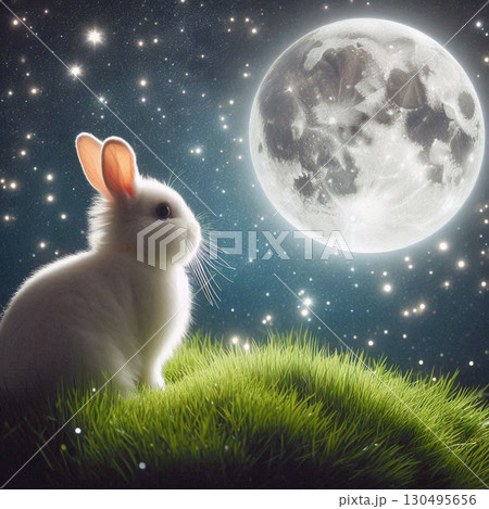 お月見をしている白うさぎ[26] 130495656