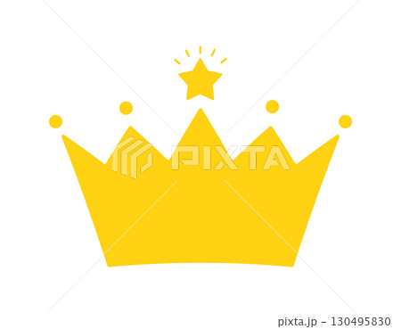 星が光っているシンプルでおしゃれな黄色の王冠のアイコン - 人気･No.1や優勝のイラスト素材 130495830