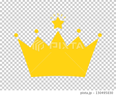星が光っているシンプルでおしゃれな黄色の王冠のアイコン - 人気･No.1や優勝のイラスト素材 130495830